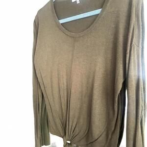 Madewell Olive Green Long Sleeve Tie-Front Top